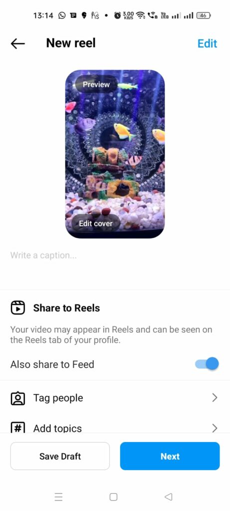 Update Instagram App and Recheck Drafts - next