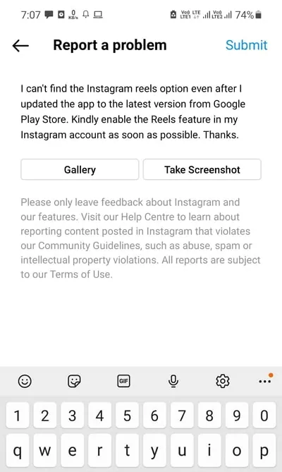 How To Fix Instagram Reels Not Working- report a problem