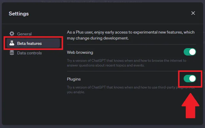 How To Install The ChatGPT Code Interpreter Plugin? toggle on to enable plugins