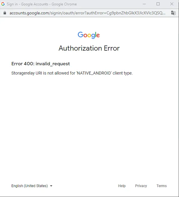 Google Bard authorization error