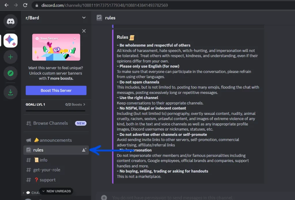 Bard Discord Sever Rules