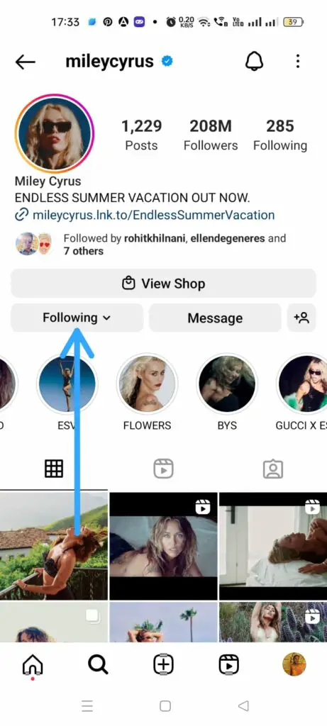 How To Unmute An Instagram Story?  Unmuting Via The Person’s Profile - Following