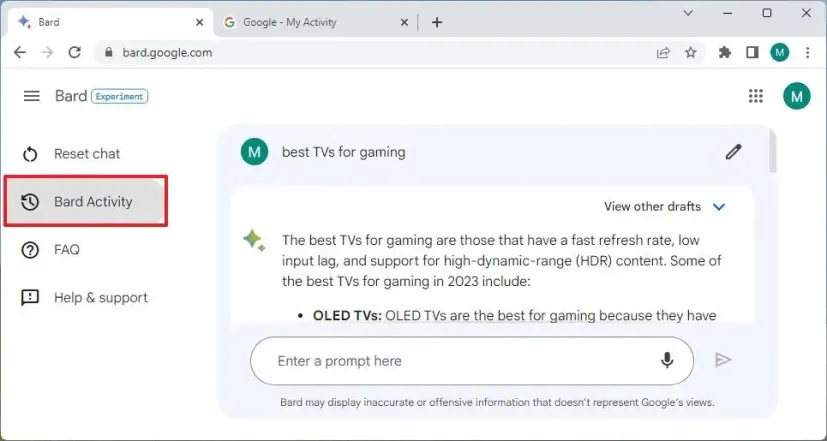 How To See Google Bard Chat History