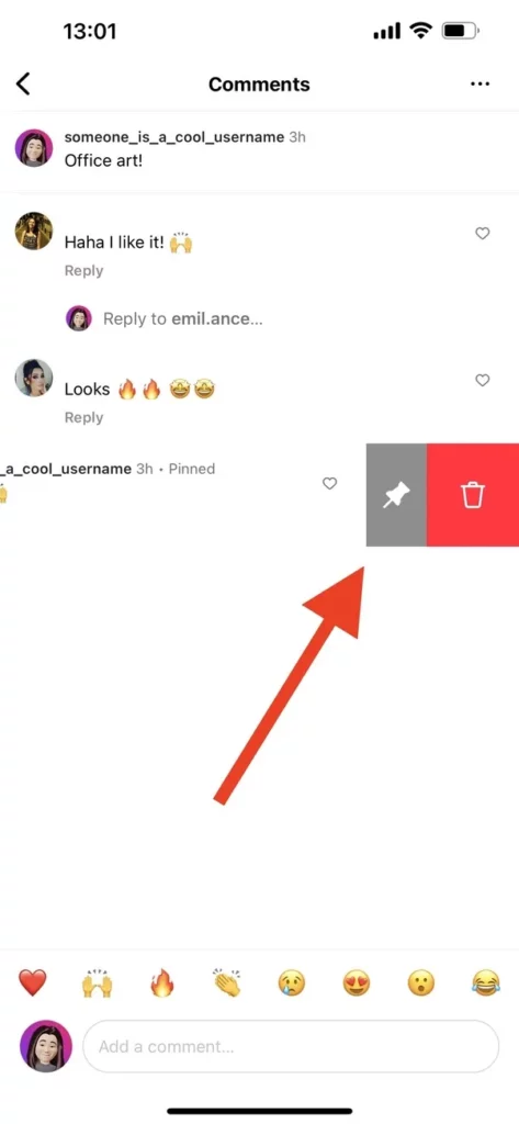 How To Pin A Comment On Instagram Using An iPhone - Thumbtack icon