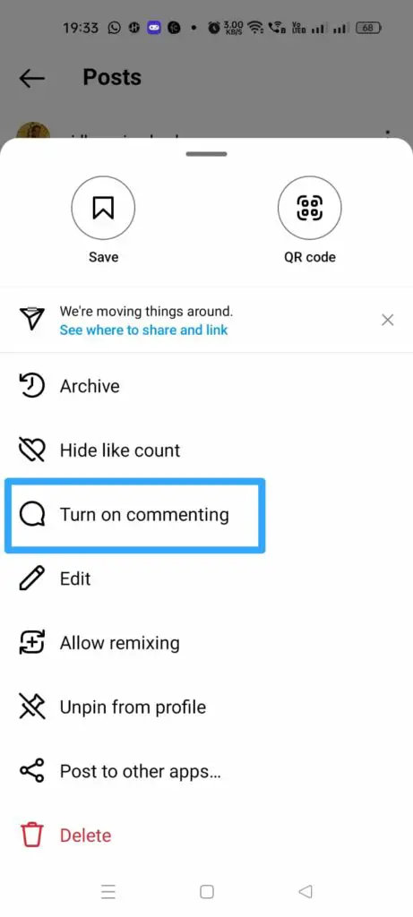 How To Unhide Comments From Someone On Instagram - turn on commenting
