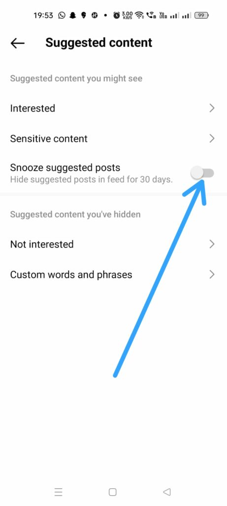 How To Stop Suggested Posts On Instagram? - Stop All Instagram Suggested Posts - toggle on
