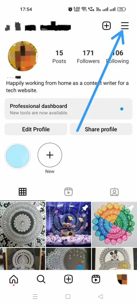 How To View Your Archived Posts On Instagram? on IPhone - Hamburger icon