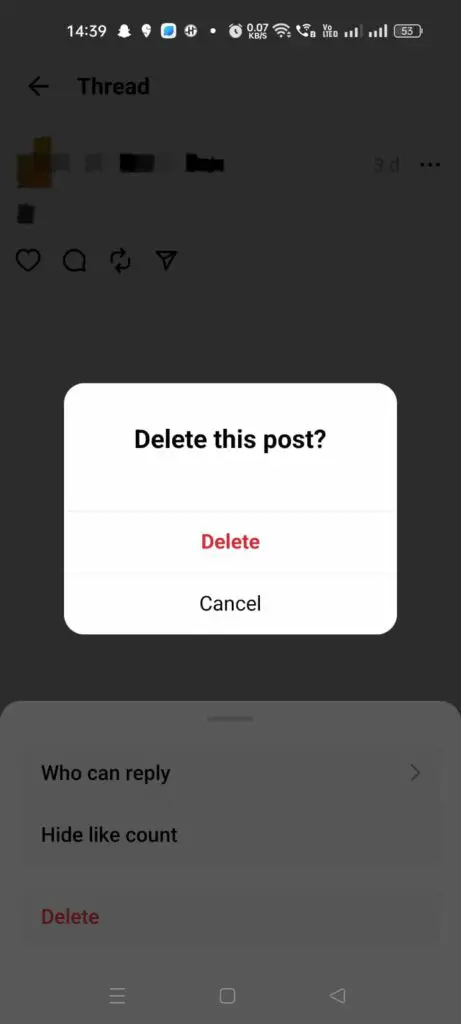 How To Delete Threads Posts - Confirm Delete