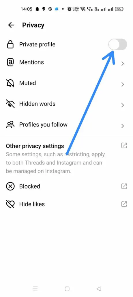 How To Make Threads Account Private - Turn on