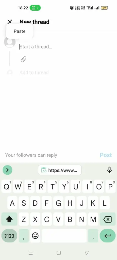 How To Share Your Instagram Post On Threads By Copy Link - Paste link