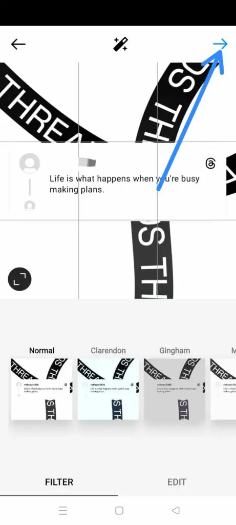 How To Share Your Threads Post On Instagram - Filter and Edit