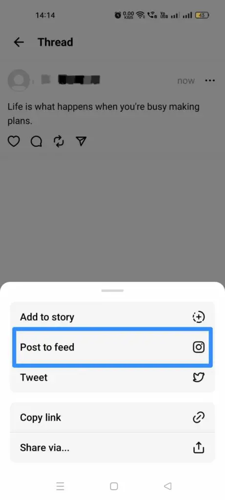 How To Share Your Threads Post On Instagram - Post to Feed