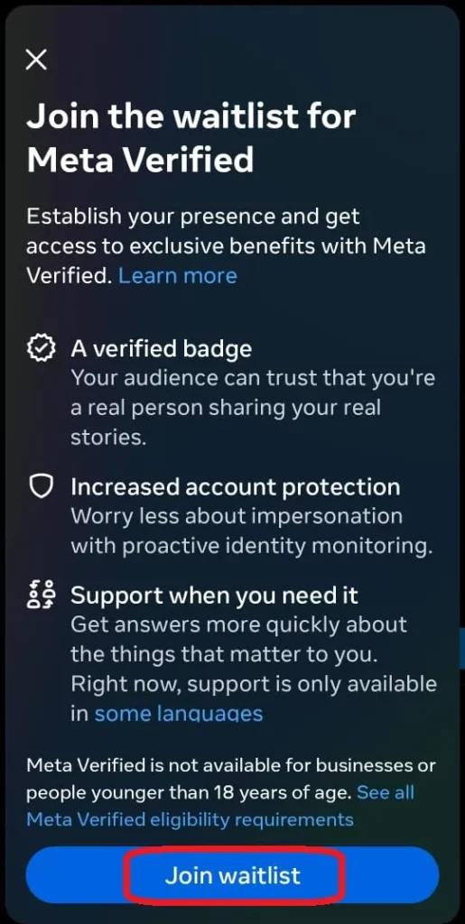 How To Fix Meta Verified Option Not Showing On Instagram_Join Waitlist_3