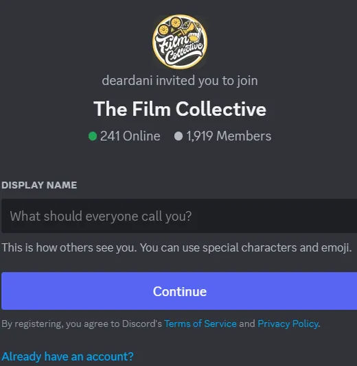 How To Join The Film Collective Discord Server Link