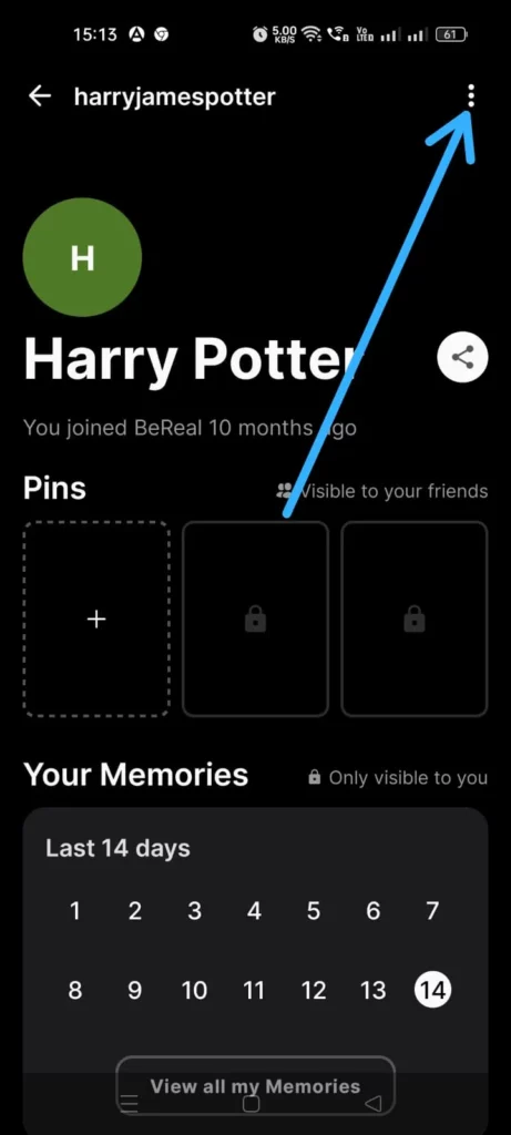 How To Log Out Of Your Spotify Account Connected To BeReal? - Kebab menu