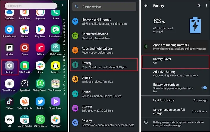 Turn Off Battery Saver Mode - Android