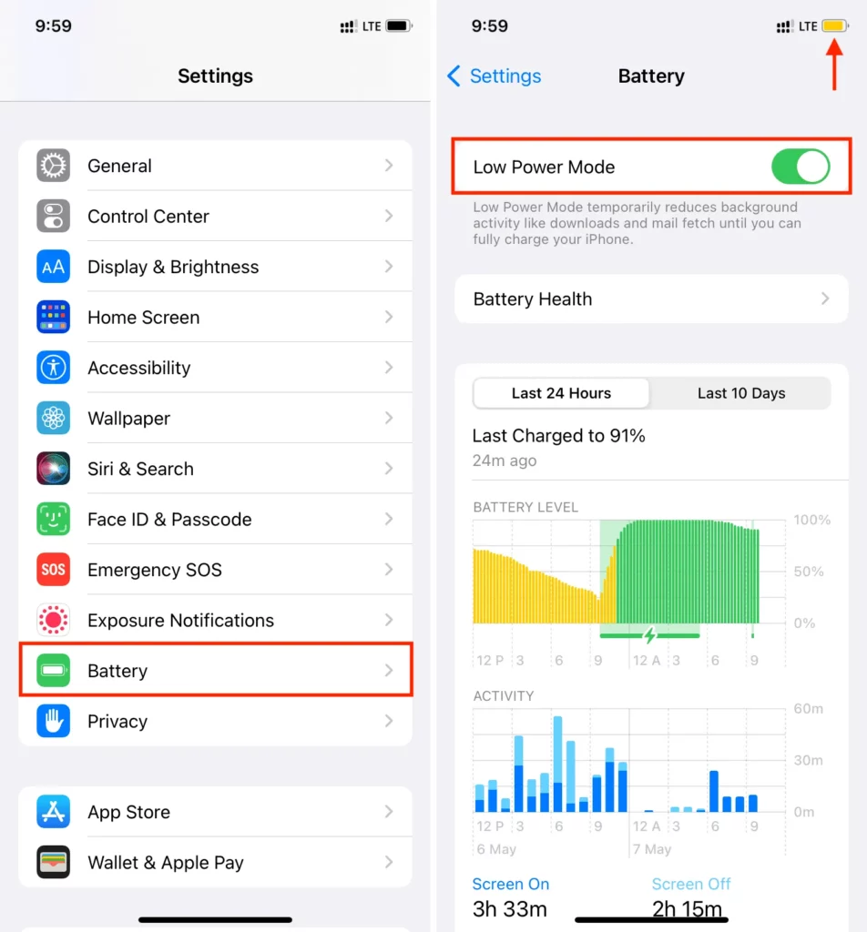  Turn Off Battery Saver Mode - iPhone