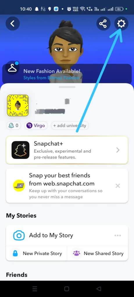 Change Ads Settings On Snapchat Discover - Gear icon