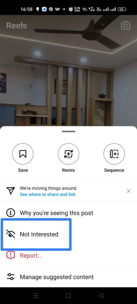 Manage Suggested Content on Instagram- Not interested