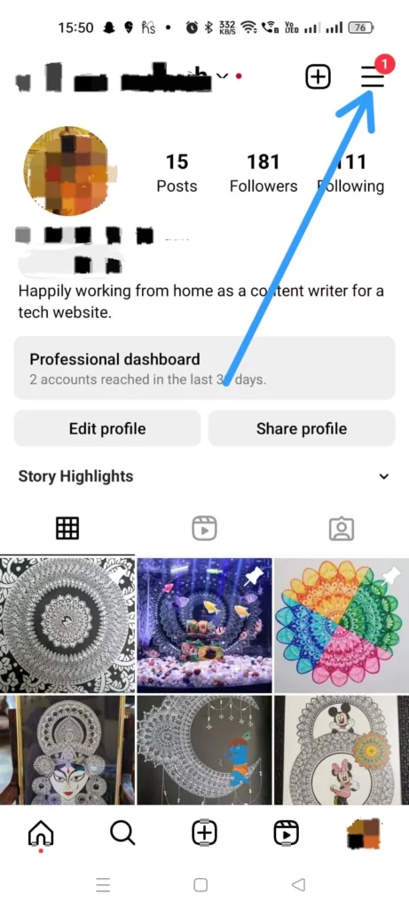 How To Hide Descriptions In Instagram Reels?- Hamburger icon